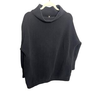 Free People Ottoman Sweater Slouchy Ribbed Mock Neck Tunic Sz Xs Black Oversized